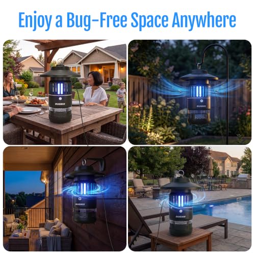 12V Plug-in 1/2 Acre Mosquito Trap Outdoor Indoor, UV LED Fan Insect Trap, Corded Electric Bug Catcher for Patio Garden Backyard, Quiet No-Zap Flying Insect & Gnat Trap, Bug Zapper Alternative
