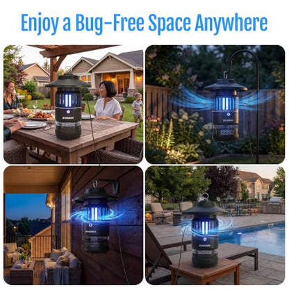 12V Plug-in 1/2 Acre Mosquito Trap Outdoor Indoor, UV LED Fan Insect Trap, Corded Electric Bug Catcher for Patio Garden Backyard, Quiet No-Zap Flying Insect & Gnat Trap, Bug Zapper Alternative