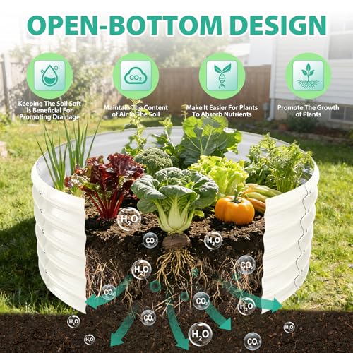 YSEJOMP 17" Tall 40" Diameter Round Raised Garden Bed Kits Outdoor White - color: Cream White, size: 40 Dia X 16.5 inches