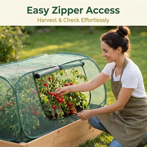 1Pack Raised Garden Bed Covers, Pop Up Mesh Plant & Vegetable Cover,30% Sunblock Plant Shade Tent, Outdoor Planter Protection, Sun & Insect Guard - color: Green
