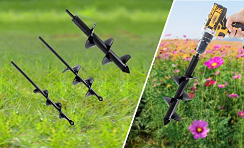 Set 3 (1.6x16, 2.6x16, 3.5x16) Solid Shaft Auger Drill Bit for Planting - Easy Planter Garden Auger - Bulb & Bedding Plant Augers - Post Hole Digger for 3/8” Hex Drive Drill