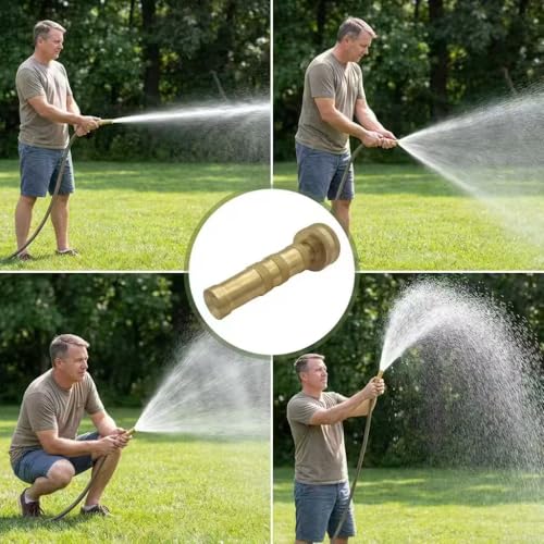 Brass Hose Nozzle, Heavy Duty, Adjustable High Pressure, 3/4" GHT