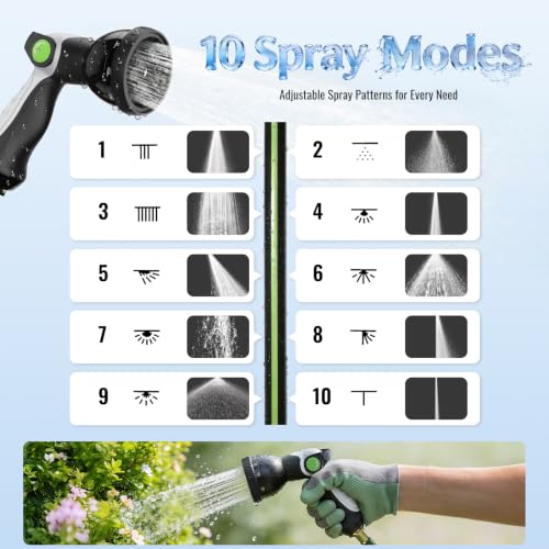 Retractable Garden Hose Reel, 1/2in 100ft Hose Reel with 10 Patterns Nozzle - color: Black