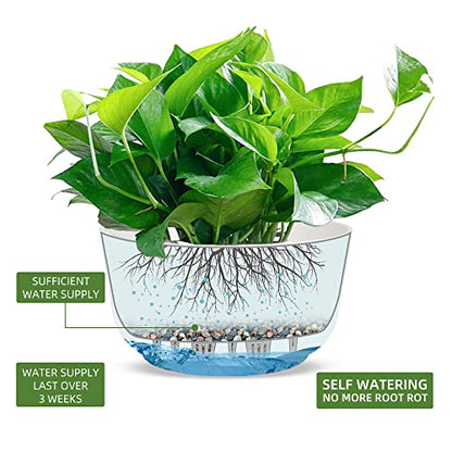 Dexceder 8.75 Inch Self Watering Hanging Planter (2 Pack, White) - color: White, size: 8.75 inch