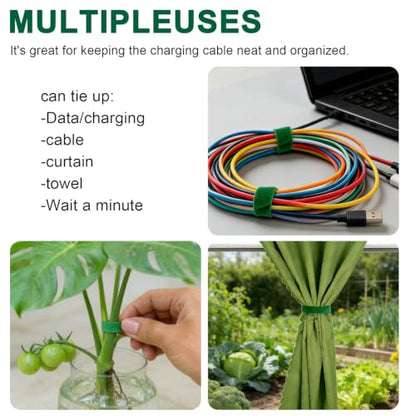 Green Plant Tape, Reusable Plant Ties for Climbing Plants, Adjustable Strong-Grip Plants Ties for Healthy Growth (16.4 ft x 0.6 inch, Green)