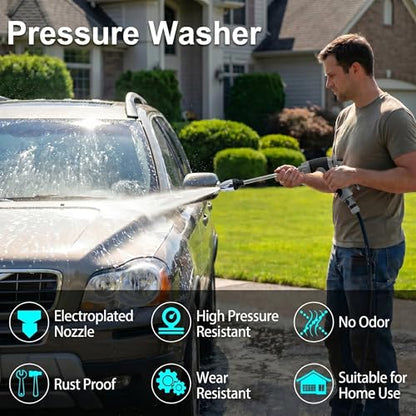 Aquoxis Spray Nozzle, High Pressure Washer Hose Nozzle Gun with Foam, 2 Universal Connectors, Fits Standard Garden Hoses for Car Washing.
