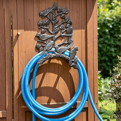 1 Pack Heavy Duty Decorative Birds Hose Holder, Metal Garden Hose Hanger Wall Mount, Water Hose Rack for Outside,Garden and Yard