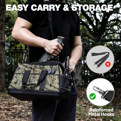 WORKPRO 16-Inch Wide Mouth Tool Bag with Water-Proof Molded Base - color: Camouflage