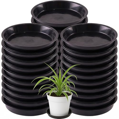 30 Pack Plant Saucer 10 Inches Plastic Drip Trays to Catch Water, Black - color: Black, size: 10 inch