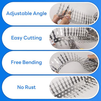 Foneso 304 Stainless Steel Bird Spikes, Anti Climb for Fence & Feeder Poles - size: 80in