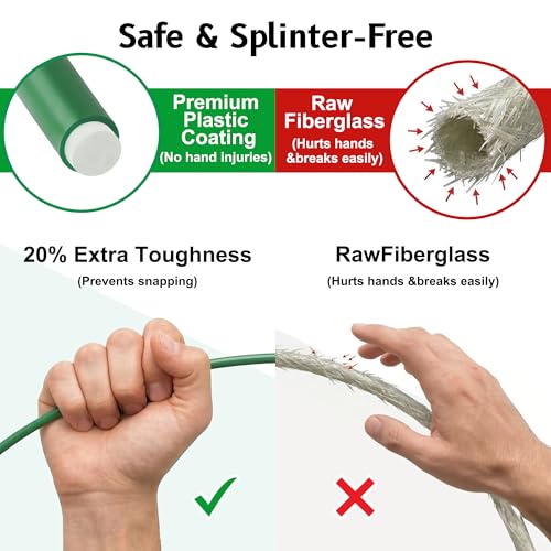 Garden Hoops for Raised Beds, Splinter-Free Fiberglass Greenhouse Hoops Grow Tunnel, 36 Pcs Adjustable Frame for Row Cover & Bird Netting, Rust-Proof DIY Outdoor Plant Stakes