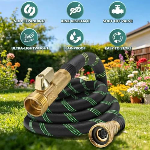 75 ft Garden Hose,2026 New Improved Lightweight All-Weather Water Hoses, Ultra Durable and Flexible Garden Hose with 10-Function Spray Nozzle, Leak-Free Connections Garden Hose for Yard, Lawn,Outdoor - color: blackgreen, size: 75ft