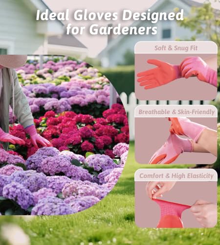 3 Pairs Gardening Gloves for Women, Breathable, Grip Coated - size: Large(Pack of 3)