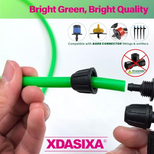 1/4" Drip Irrigation Tubing 200ft, Flexible UV-Resistant Garden Hose for DIY Irrigation Systems, Hydroponics, Greenhouse & Outdoor Watering, Lightweight Misting Tubing (Green) - size: 200 FT