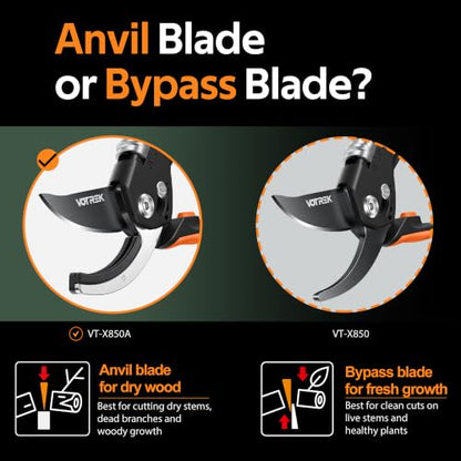 Anvil Pruning Shears, 3/4" Cut Capacity Garden Clippers Heavy Duty - color: Orange