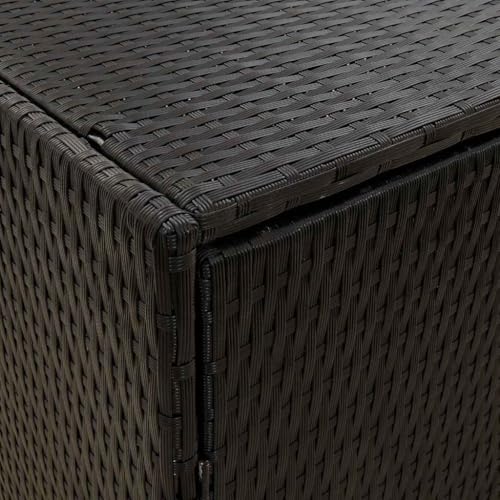 Poly Rattan Garden Storage Cabinet Black, Water Resistant Outdoor Cabinet with Acacia Wood Handles, Powder-Coated Steel Frame, 39.4x21.9x31.5 Inches - color: Black