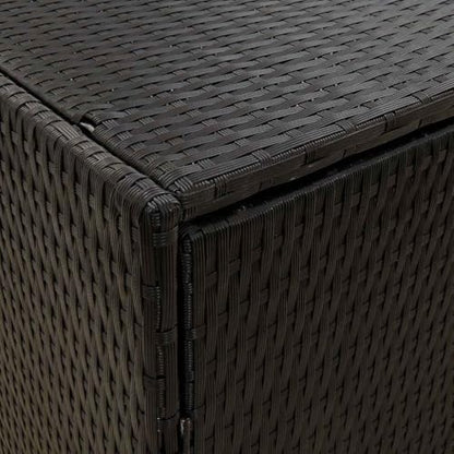 Poly Rattan Garden Storage Cabinet Black, Water Resistant Outdoor Cabinet with Acacia Wood Handles, Powder-Coated Steel Frame, 39.4x21.9x31.5 Inches - color: Black