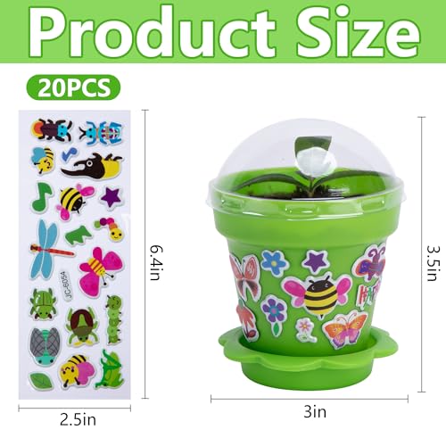 25 Packs Cupcake Plant Nursery Pots with Humidity Dome, Small Plastic Flower Plant Pots with 20 Sheet Stickers, Seeds Starter Pot Flower Planting Container for Seedlings Succulent Display (Mix Colors) - color: 25 Packs With 20 Sheet Stickers
