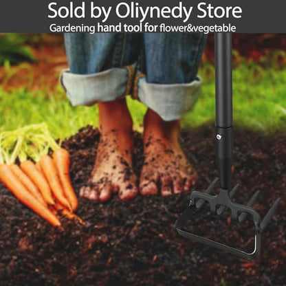 Oliynedy Stirrup Hoe Cultivator Garden Tool Heavy Duty,Scuffle Loop Action Hoe Weeding Gardening Hand Tools for Women Kids Men,Metal Weeder Scraper Garden Hoe Rake Weed Puller Long Handle 32-72 - size: 32-72"