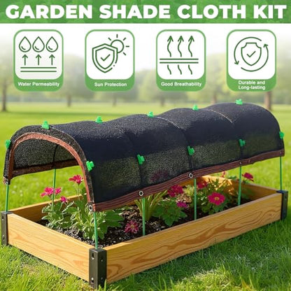 2026 Upgraded Garden Shade Cloth Kit 78.7"x59" Garden Shade Cloth for Plants Heat Protection with 5 Sets Garden Hoops for Raised Beds 75% Sunblock Shade Cloth Row Cover for Outdoor Plant Vegetables - size: 78.7" x 59"