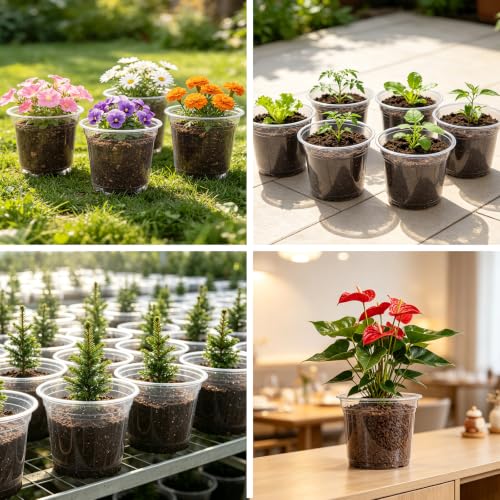 JERIA 30 Pack 7 Inch Clear Nursery Pots with Drainage Holes, Clear Plant Pot for Planting, Transparent Plastic Plant Pots,Durable Seed Starting Pot for Succulents - size: 7Inch-30Pack
