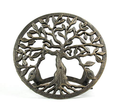 Zeckos Garden Hose Holder Tree of Life 12 Inch Cast Iron Bronze - color: Tree of Life - Bronze