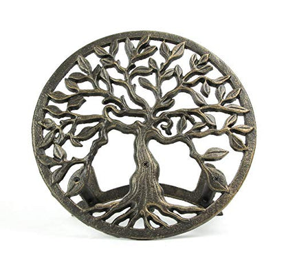 Zeckos Garden Hose Holder Tree of Life 12 Inch Cast Iron Bronze - color: Tree of Life - Bronze