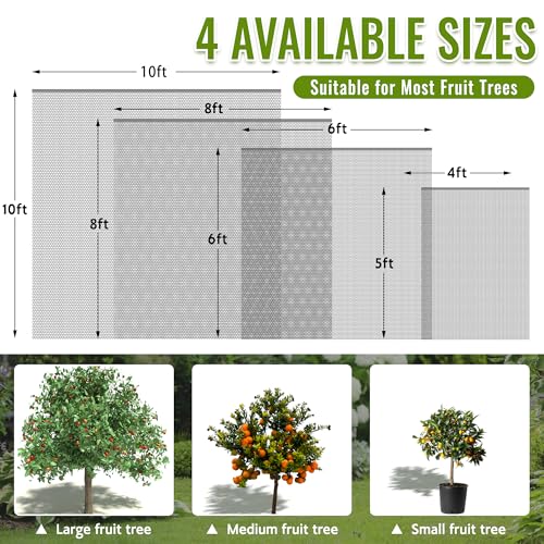 2 Pack Fruit Tree Netting Bags with Zipper and Drawstring, Ultra Fine Mesh Garden Netting Plant Cover, Bird Netting for Blueberry Bushes, Fruit Vegetable Trees, Flowers (Black, 10 x 10 ft) - color: Black, size: 10 x 10 ft