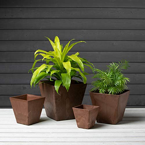 Novelty Artstone 35149 Ella Square Planter, Rust - color: Rust, size: 13.5" L x 13.5" W x 14" H