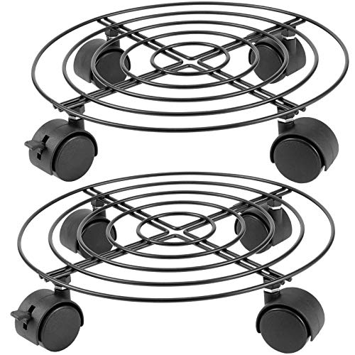 KEILEOHO 2 Pack 10.6 Inches Metal Plant Caddy with Wheels, Heavy Duty Plant Caddy Stands, Rolling Plant Stand for Indoor, Outdoor, Garden, House, Black - size: 2 Pack