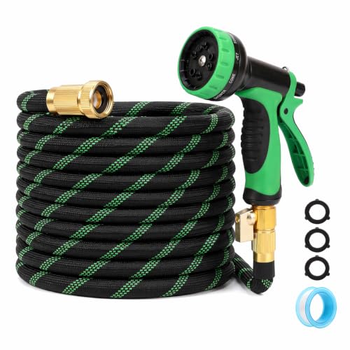 Garden Hose 25ft, Non-Expandable Flexible TPE Tube Water Hose - color: Black and Green, size: 25ft