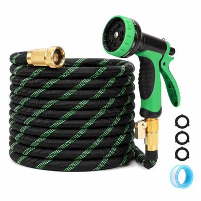 Garden Hose 25ft, Non-Expandable Flexible TPE Tube Water Hose - color: Black and Green, size: 25ft