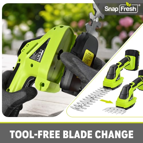 SnapFresh 20V Cordless 2-in-1 Hedge Trimmer & Grass Shears - color: Light Green