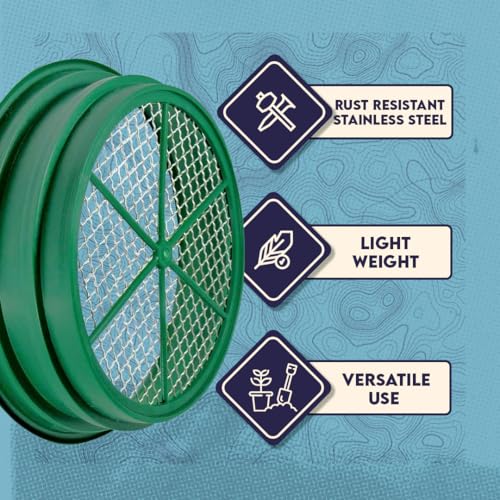 SE 13.25 Inch Wide Stackable Classifier Gold Prospecting Pan - 1/100 Inch Stainless Steel Mesh Sifting Pan, Green - size: 1/100 inch, style: Pans