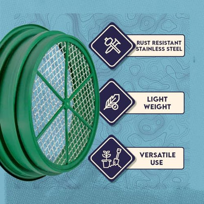 SE 13.25 Inch Wide Stackable Classifier Gold Prospecting Pan - 1/100 Inch Stainless Steel Mesh Sifting Pan, Green - size: 1/100 inch, style: Pans