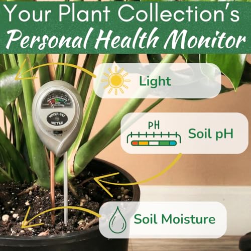 Houseplant Health Meter, 3-in-1 Soil Moisture, Sunlight & pH Testing Tool
