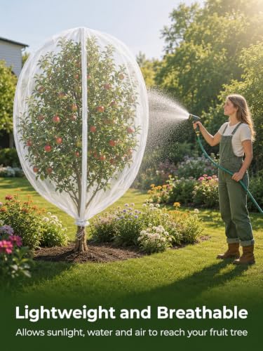 Garden Bird Netting for Insects, 2 Pack 6.5X5.7FT, Fruit Tree Netting with Zipper & Drawstring, Ultra Dense Mesh Plant Covers for Blueberry Tomato Cherry Peach Apple Trees Pest Barrier (6.5X5.7FT)
