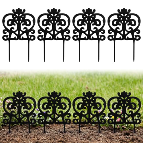 4 Pcs Iron Sheet Decorative Garden Edging, Rustic, Black