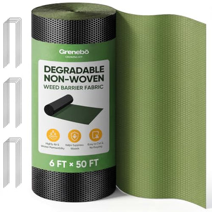 Grenebo 6FT x 50FT Non-Woven Weed Barrier Landscape Fabric - size: 6FT x 50FT