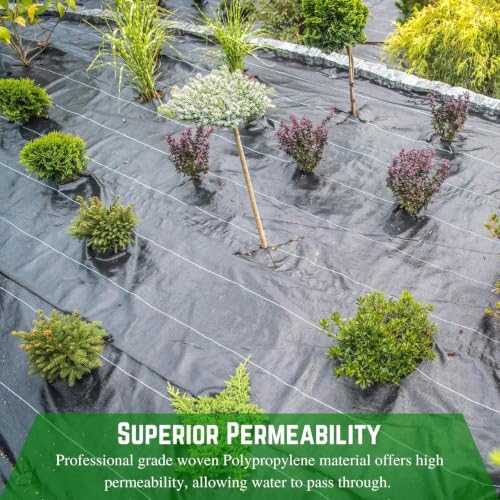 Farm Plastic Supply - 3.2oz Heavy Duty Landscape Fabric - 4' x 200' - Black, Solid, Polypropylene (PP), Woven, Plain, Gardening, Farming, Agriculture - size: 4' x 200'