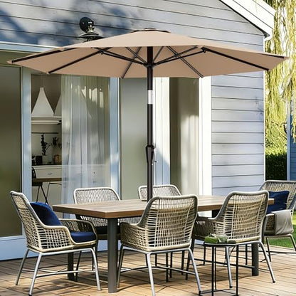 AreShark 9FT Outdoor Patio Umbrella with Tilt and Crank, Beige - color: Beige, size: 9ft
