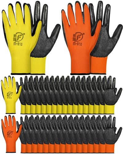 Honeydak 36 Pairs Garden Gloves Bulk for Men Women - color: Orange, Yellow