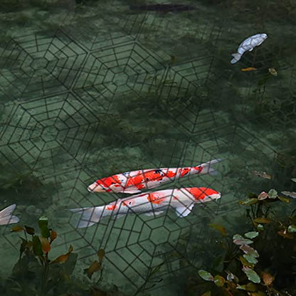 MAITER Pond Netting Floating Guard Protect Fish Koi (20 Pack, 10.6" x 12", Black Hexagon)