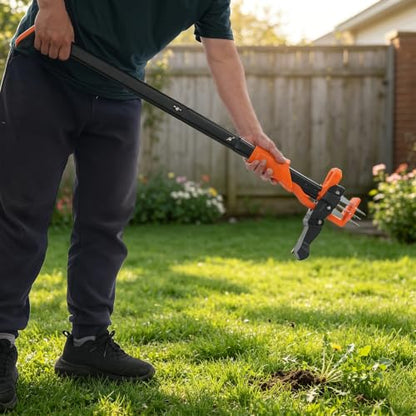 Stand-Up Weed Puller Tool, Garden Weeder w/ 4-Claw Steel Head for Lawn