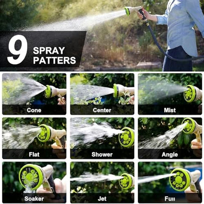 Garden Hose Nozzles,9 Spray Patterns Heavy Duty Metal Hose Sprayer Nozzle (Green) - color: Green