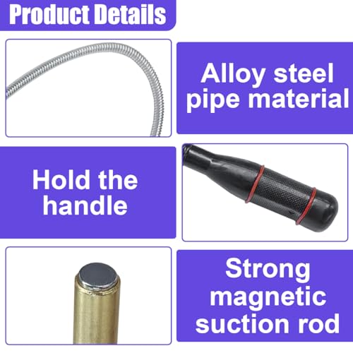Craedli Flexible Magnetic Pickup Tool, 24" Long Bendable Extension - size: Small Head