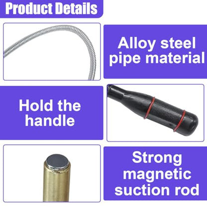 Craedli Flexible Magnetic Pickup Tool, 24" Long Bendable Extension - size: Small Head