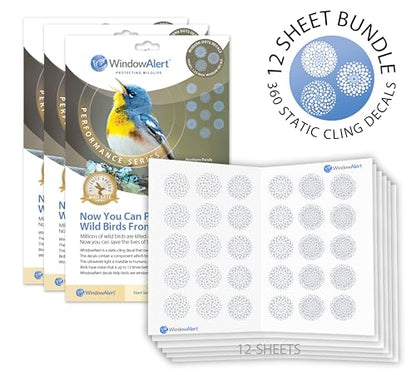 WindowAlert Performance Series Modern Dots Anti-Collision Decal 12 Pack - UV-Reflective Window Decal to Protect Wild Birds from Glass Collisions - Made in the USA - color: Modern Dots, size: 12-Pack