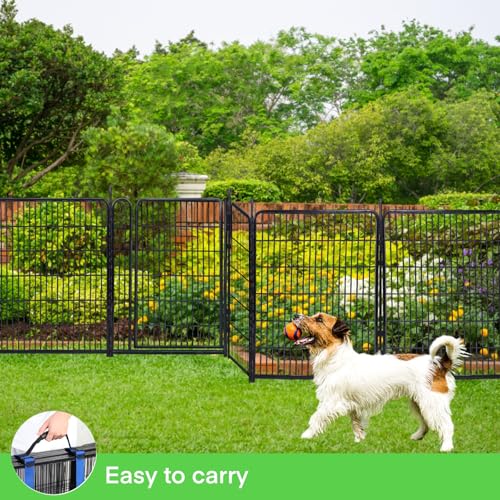 Garden Fencing 40 inch High, Dog Fence Outdoor for Yard, 21" Wide Low Threshold Gate, Fencing for Garden Beds, Garden Fence Border,Animal Barrier Fences, 8 Panels Total 17.7 Ft(L) - size: 40''(H)-8panels-17.7ft(L) with door