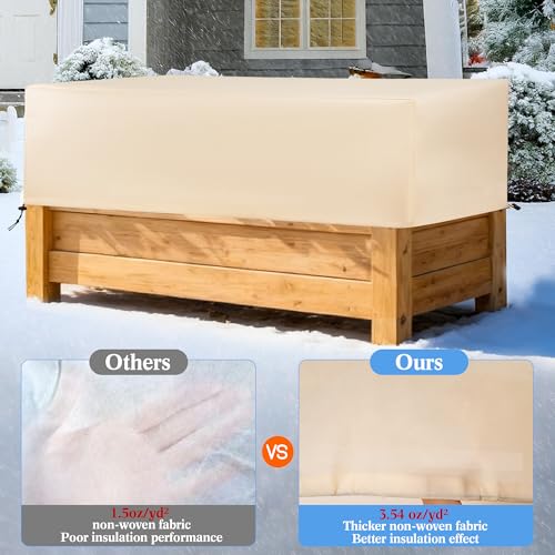 Plant Covers Freeze Protection 2 Pack with Elastic Drawstring & Magic Tape, 3.54 oz/yd² Winter Frost Blanket Planter Box Cover for Raised Garden Bed Outdoor Flower Pot, 59 x 19.6 x 21.6 INCH - size: 59 x 19.6 x 21.6 Inch with Hook-and-Loop Closure